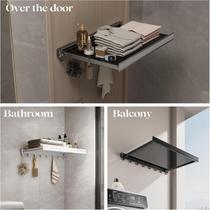 Escorredor de roupas dobrável, rack de secagem de roupa de malha montado na parede, cabide suspenso de alumínio espacial com 8 ganchos de toalha Escorredor de roupas dobrável, rack de secagem de roupa de malha montado na parede, cabide suspenso de alumínio espacial com 8 ganchos de toalha