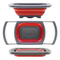 Escorredor de silicone retratil compacto retangular multiuso 60x26,5x12cm