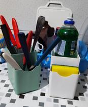 Escorredor de Talheres Porta Detergente Porta Bucha de Louça Cozinha Kit 2 Peças