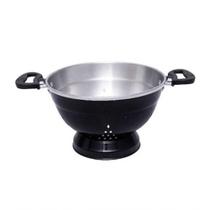 Escorredor E Macarrão De Aluminio Preto 20cm Com Pé Docesar