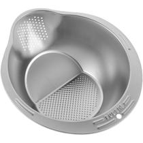 Escorredor em Aço Inox P/ Lavar Arroz Legumes Verduras 27cm