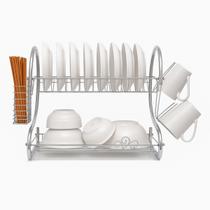 Escorredor Grande De Pratos Louças Com Porta Talheres Em Inox Com Bandeja Coletora