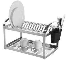 Escorredor Inox 20 pratos com porta talher preto - Paracambi