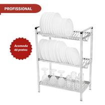 Escorredor Inox Profissional 40 Pratos Com 3 Níveis Elegance - Domum