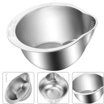 Escorredor Lavador de Arroz 24 cm Aço Inox Lava Macarrão Frutas Legumes e Verduras Multiuso