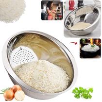 Escorredor Lavador De Arroz Massa Legumes Inox Alimentos