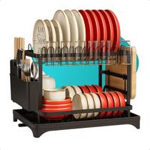 Escorredor Louça 2 Andares Aço Pratos Talheres Copos Secador Duplo Para Pia E Bancada De Cozinha