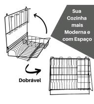 Escorredor Louça De Parede Dobrável Preto 10 Pratos 5 Copos - Csk Aramados