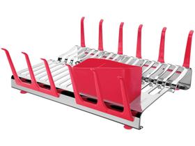 Escorredor Louca Evolucao 2 Andares Porta Talher Inox Vermelho Escorredor Louca Evolucao 2 Andares Porta Talher Inox Vermelho