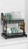 Escorredor Louça Inox Modular Preto 2 Níveis Escorredor Louça Inox Modular Preto 2 Níveis