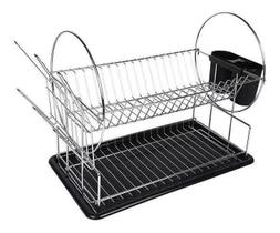 Escorredor Louça Preto 19 Pratos 6 Copos Porta Talheres Mor