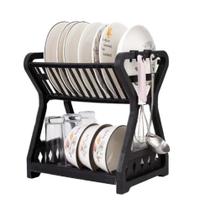 Escorredor loucas duplo porta pratos 2 andares copo gancho