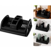 Escorredor loucas rattan porta pratos copos talheres organizador pia secador multidivisorias preto Escorredor loucas rattan porta pratos copos talheres organizador pia secador multidivisorias preto