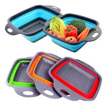 Escorredor macarrao legumes silicone retratil cesto multiuso alimentos massas frutas com alca Escorredor macarrao legumes silicone retratil cesto multiuso alimentos massas frutas com alca