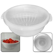 Escorredor Multiuso de Plástico Sem Cabo Preto ou Branco para Macarrão, Salada, Frutas, Arroz Escorredor Multiuso de Plástico Sem Cabo Preto ou Branco para Macarrão, Salada, Frutas, Arroz