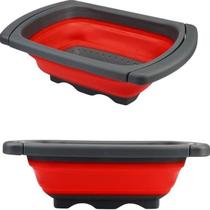 Escorredor multiuso retratil de silicone 26,5x39x12,5cm cinza e vermelho Escorredor multiuso retratil de silicone 26,5x39x12,5cm cinza e vermelho