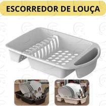 Escorredor Organizador de Louças Cozinha Resistente Prático Para Pratos Copos Talheres Divisórias Branco