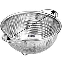 Escorredor peneira inóx multiuso utensilho de cozinha para lavar legumes frutas escorrer macarrão massas e geral trabahado na chapa inóx alta durabili