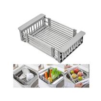 Escorredor Pia Inox Ajustável Multiuso Alças Retráteis