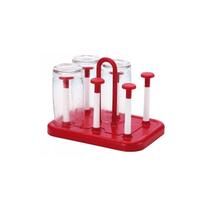 Escorredor Porta Copos De Cozinha Pia Mesa 6 Lugar Vermelho Escorredor Porta Copos De Cozinha Pia Mesa 6 Lugar Vermelho