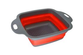 Escorredor Quadrado Peq De Alimentos Silicone Dobrável 18Cm