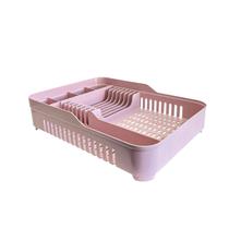 Escorredor Secador De Louças Plástico Compacto Porta Pratos Copos Talheres Preto/Rosa Organização Pia Bancada