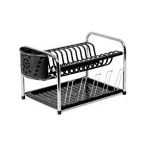 Escorredor Secador Master Tudo- Preto- Com Porta Talheres e Copos