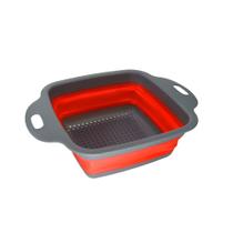 Escorredor Silicone Vermelho Macarrao 30 Cm Vapor Legumes Dobravel Verduras - HI BRASIL