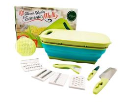 Escorredor Tábua De Corte Cesto Dobrável +Protetor +2 Facas - Art House