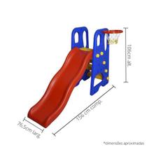 Escorregador Infantil 4 Degraus e Cesta de Basquete Importway