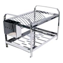 Escorrendor De Pratos De Inox Com Porta Talheres De Inox Com Capacidade Para 16 pratos E Copos