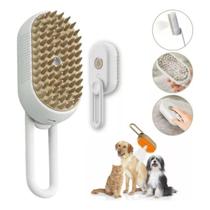 Escova a Vapor 3 em 1 Massageadora Tira Pelo de Pet Gato Cachorro Cães e Gatos Multifuncional Recarregável Dobrável Remove Pelos Soltos de Pets