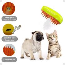 Escova a Vapor Tira Pelo Pet Recarregável Usb 3em1 Cão Gato