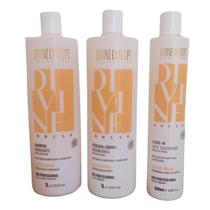 Escova Acetinada kit Divine Concept - Shampoo 1L Máscara Líquida 1L Leave in 500ml