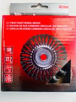 Escova Aço Carbono Circular Fio Torcido 4 100 Mm Furo 22,2mm Escova Aço Carbono Circular Fio Torcido 4 100 Mm Furo 22,2mm
