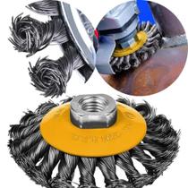 Escova aco conica torcida 4"- 100mm