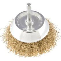 Escova Aço Copo Ondulada 03"" Latão Com Haste Vonder