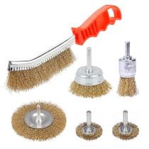 Escova Aço Latonado Jogo C/ 6 Peças Kit Circular Copo Pincel Escova Aço Latonado Jogo C/ 6 Peças Kit Circular Copo Pincel