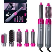 Escova Alisadora 5 Em 1 Profissional Hair Rosa 110v