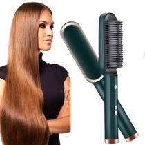 Escova Alisadora de Cabelo Cerâmica Profissional Sleek Gold Aniom BIVOLT - Seca Alisa Modela