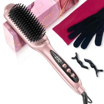 Escova Alisadora de Cabelo LANDOT - Cerâmica, Íons Negativos, 250-450°F