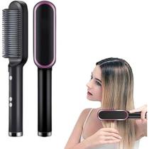 Escova Alisadora Pente Multifuncional Iônico Chapinha Potente Cerâmico Premium Basiqe Sleek Gold Bivolt Rápido Alisador Cabelo Profissional