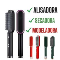 Escova Alisadora Pente Secadora Profissional 3 Em 1 Seca Modela Cabelo - Escova Secadora