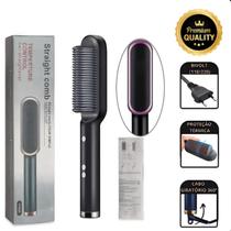 Escova Alisadora Portátil Elétrica Cerâmica Preto 110V/220V Escova Alisadora Portátil Elétrica Cerâmica Preto 110V/220V