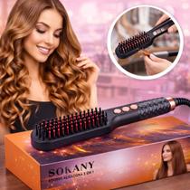 Escova Alisadora Sokany 5 Em 1 Alisa Hidrata Modela Alinha Anti-Frizz Bivolt Profissional Cerâmica C