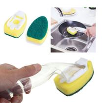 Escova bucha com cabo lava louça refil dosador de detergente - Smart