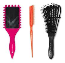 Escova Cabelo Fitagem Definição Cacho Pente 3 Fileiras Polvo