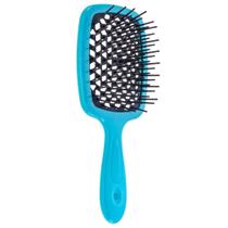Escova Cabelo Janeke Superbrush Italiana Legitima Cabo Turquesa e Cerdas Pretas
