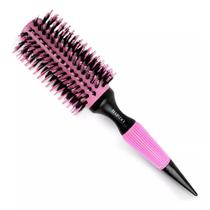 Escova Cabelo Redonda Cerdas Duplas Profissional Rosa 33 Mm