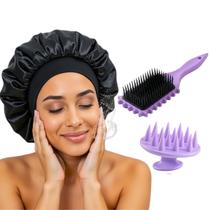 Escova Cacho Fitagem Massageador Capilar Touca Faixa Cetim Escova Cacho Fitagem Massageador Capilar Touca Faixa Cetim